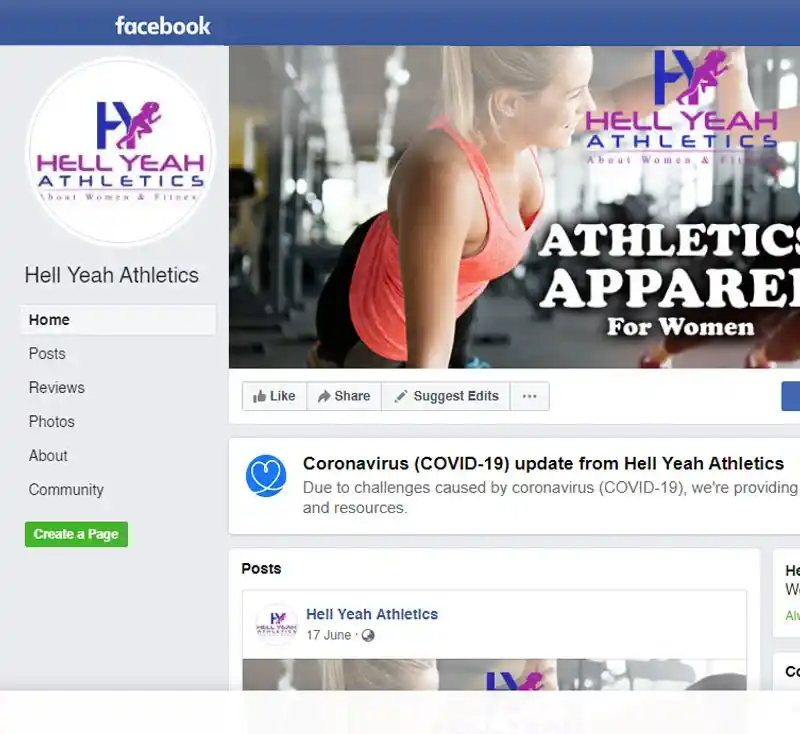 Hell Yeah Athletics Facebook Business Page Design